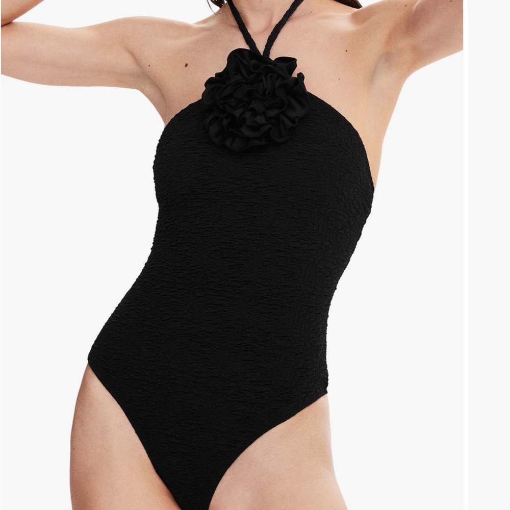 Black Halter One-Piece Swimsuit